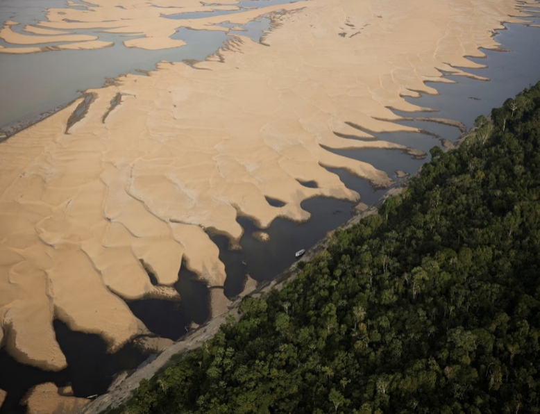 Arial view of the Salimoes River appearing dried