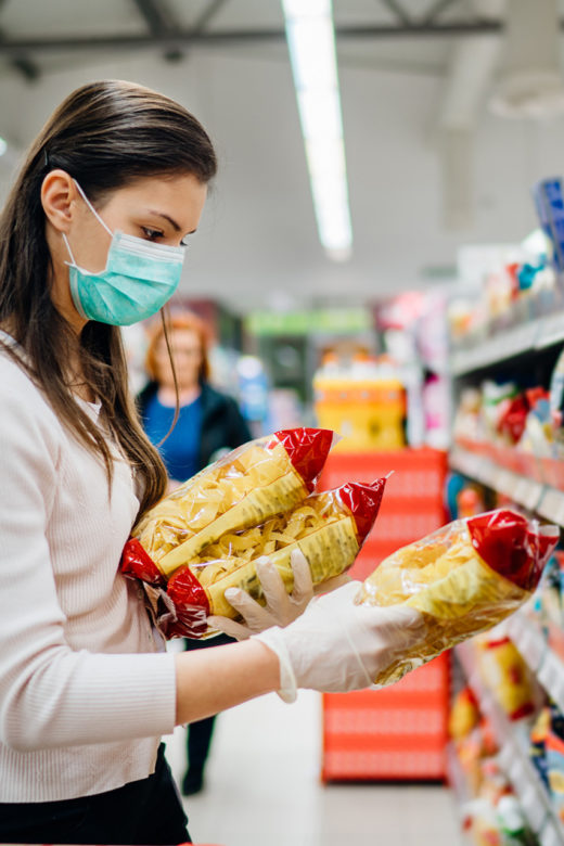 Buyer wearing a protective mask.Shopping during the pandemic qua